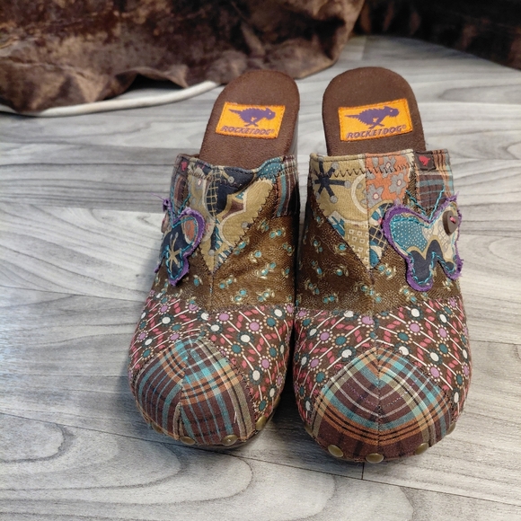 Rocket Dog Multicolor Patchwork Butterfly Chunky Clogs Women Size 9 - Picture 1 of 9